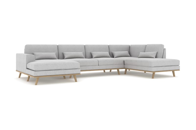 Copenhagen 5-personers Højrevendt U-formet Sofa med Divan og Chaiselong i Stof - Grå - Møbler - Sofaer - U Sofa