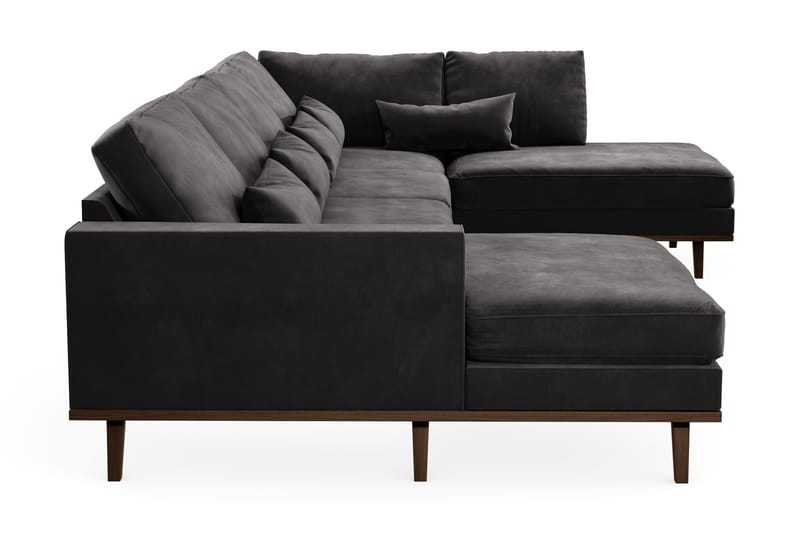 Copenhagen 5-personers Højrevendt U-formet Sofa med Divan og Chaiselong i Fløjl - Mørkegrå - Møbler - Sofaer - U Sofa