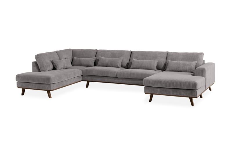 Copenhagen 5-personers Venstrevendt U-formet Sofa med Divan og Chaiselong i Manchester - Mørkegrå - Møbler - Sofaer - U Sofa