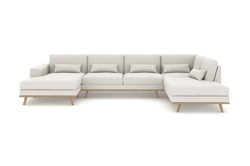 Copenhagen 5-personers Højrevendt U-formet Sofa med Divan og Chaiselong i Stof - Lysegrå - Møbler - Sofaer - U Sofa