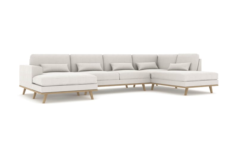 Copenhagen 5-personers Højrevendt U-formet Sofa med Divan og Chaiselong i Stof - Lysegrå - Møbler - Sofaer - U Sofa