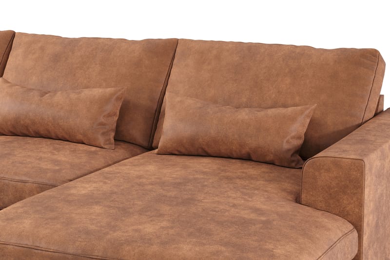 Copenhagen 5-personers Venstrevendt U-formet Sofa med Divan og Chaiselong i Kunstlæder - Brun - Møbler - Sofaer - U Sofa