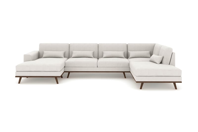 Copenhagen 5-personers Højrevendt U-formet Sofa med Divan og Chaiselong i Stof - Lysegrå - Møbler - Sofaer - U Sofa