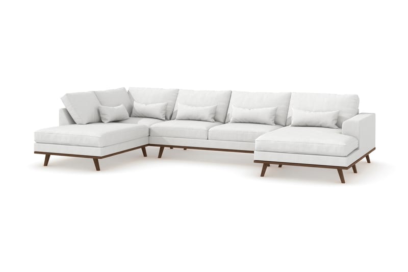 Copenhagen 5-personers Venstrevendt U-formet Sofa med Divan og Chaiselong i Stof - Hvid - Møbler - Sofaer - U Sofa