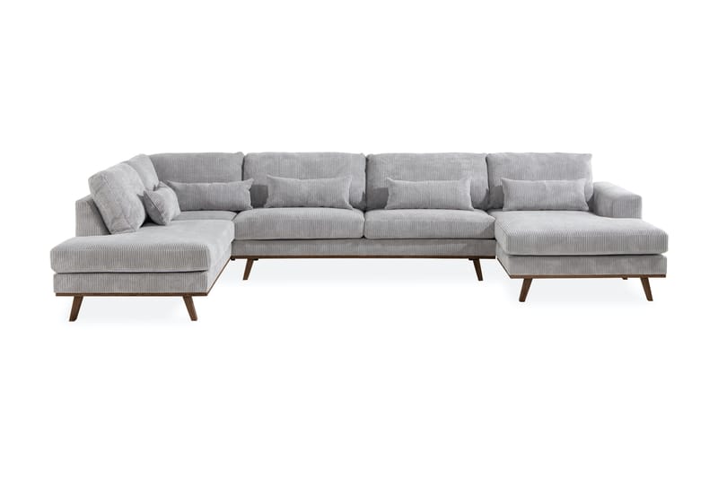 Copenhagen 5-personers Venstrevendt U-formet Sofa med Divan og Chaiselong i Manchester - Lysegrå - Møbler - Sofaer - U Sofa