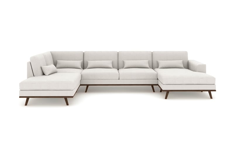 Copenhagen 5-personers Venstrevendt U-formet Sofa med Divan og Chaiselong i Stof - Lysegrå - Møbler - Sofaer - U Sofa