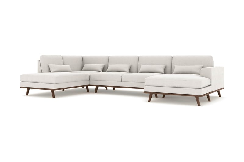 Copenhagen 5-personers Venstrevendt U-formet Sofa med Divan og Chaiselong i Stof - Lysegrå - Møbler - Sofaer - U Sofa