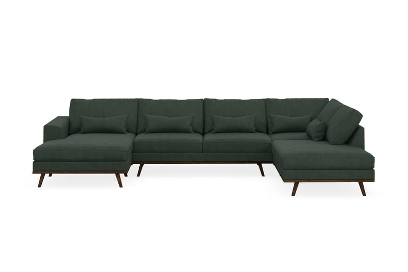 Copenhagen 5-personers Højrevendt U-formet Sofa med Divan og Chaiselong i Manchester - Mørkegrøn - Møbler - Sofaer - U Sofa