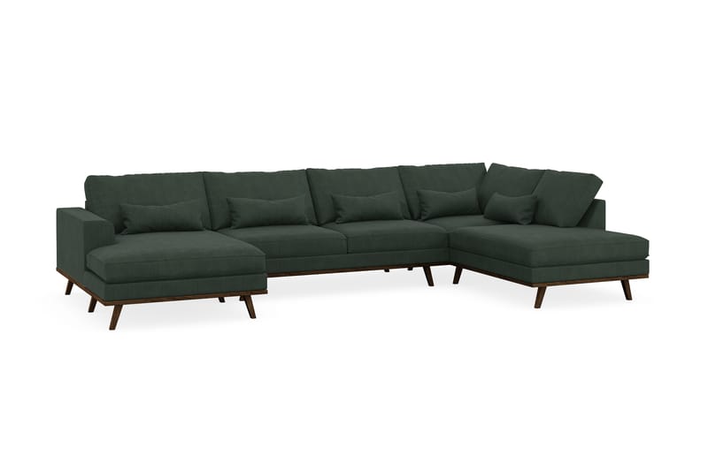 Copenhagen 5-personers Højrevendt U-formet Sofa med Divan og Chaiselong i Manchester - Mørkegrøn - Møbler - Sofaer - U Sofa