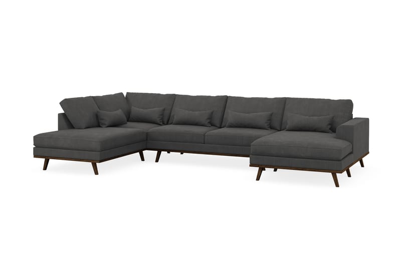 Copenhagen 5-personers Venstrevendt U-formet Sofa med Divan og Chaiselong i Manchester - Mørkegrå - Møbler - Sofaer - U Sofa