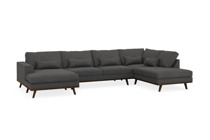Copenhagen 5-personers Højrevendt U-formet Sofa med Divan og Chaiselong i Manchester - Mørkegrå - Møbler - Sofaer - U Sofa