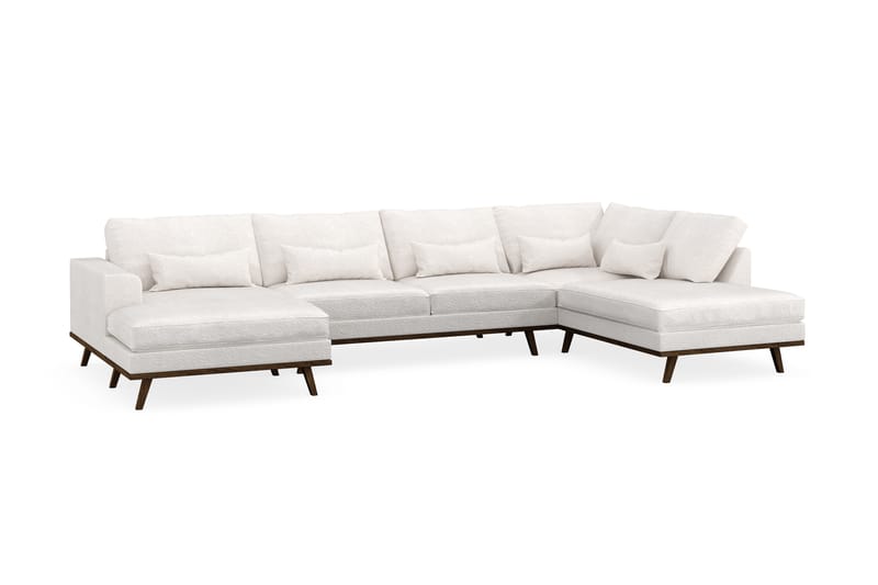Copenhagen 5-personers Højrevendt U-formet Sofa med Divan og Chaiselong i Bouclé - Hvid - Møbler - Sofaer - U Sofa