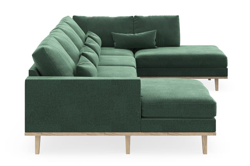 Copenhagen 5-personers Højrevendt U-formet Sofa med Divan og Chaiselong i Fløjl - Mørkegrøn - Møbler - Sofaer - U Sofa