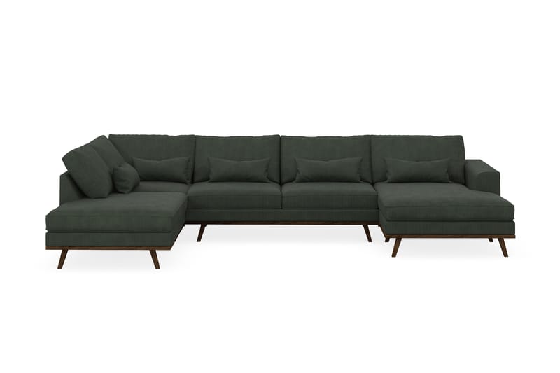 Copenhagen 5-personers Venstrevendt U-formet Sofa med Divan og Chaiselong i Manchester - Mørkegrøn - Møbler - Sofaer - U Sofa