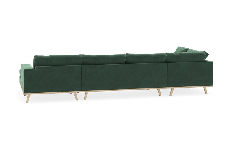 Copenhagen 5-personers Venstrevendt U-formet Sofa med Divan og Chaiselong i Fløjl - Mørkegrøn - Møbler - Sofaer - U Sofa