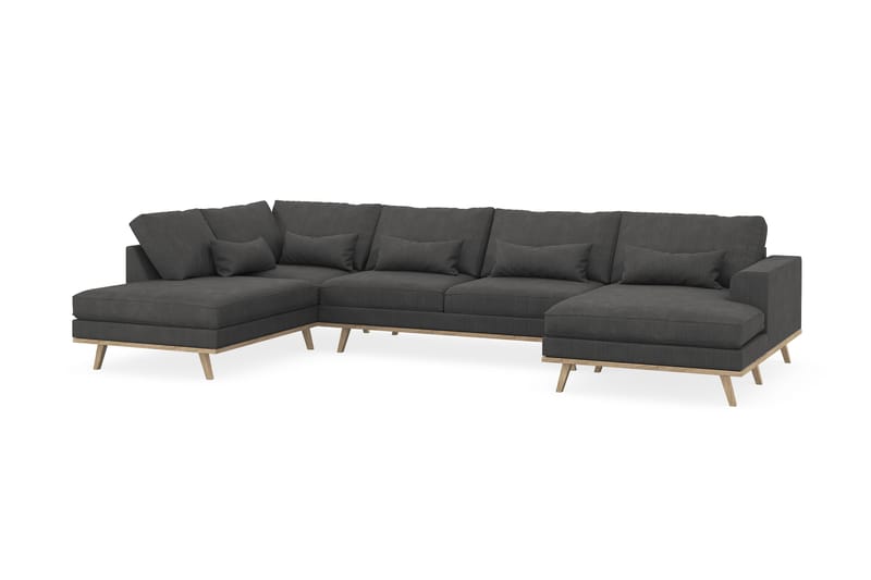 Copenhagen 5-personers Venstrevendt U-formet Sofa med Divan og Chaiselong i Manchester - Mørkegrå - Møbler - Sofaer - U Sofa