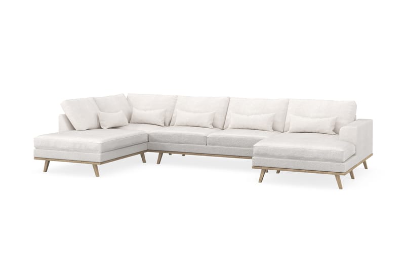 Copenhagen 5-personers Venstrevendt U-formet Sofa med Divan og Chaiselong i Bouclé - Hvid - Møbler - Sofaer - U Sofa