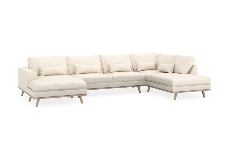 Copenhagen 5-personers Højrevendt U-formet Sofa med Divan og Chaiselong i Manchester - Beige - Møbler - Sofaer - U Sofa