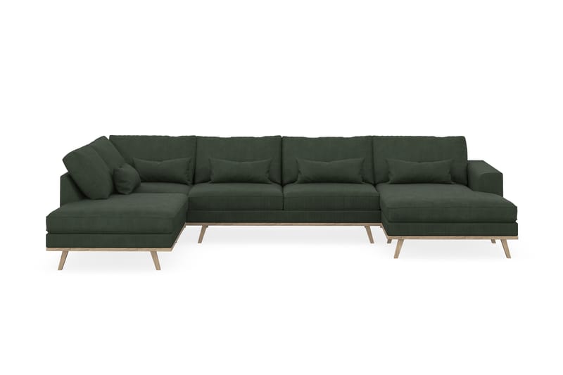 Copenhagen 5-personers Venstrevendt U-formet Sofa med Divan og Chaiselong i Manchester - Mørkegrøn - Møbler - Sofaer - U Sofa
