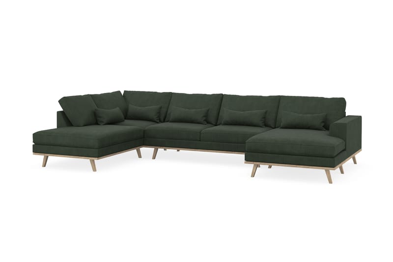 Copenhagen 5-personers Venstrevendt U-formet Sofa med Divan og Chaiselong i Manchester - Mørkegrøn - Møbler - Sofaer - U Sofa