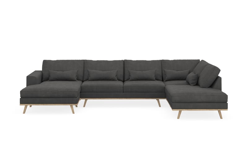 Copenhagen 5-personers Højrevendt U-formet Sofa med Divan og Chaiselong i Manchester - Mørkegrå - Møbler - Sofaer - U Sofa