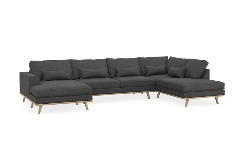 Copenhagen 5-personers Højrevendt U-formet Sofa med Divan og Chaiselong i Manchester - Mørkegrå - Møbler - Sofaer - U Sofa