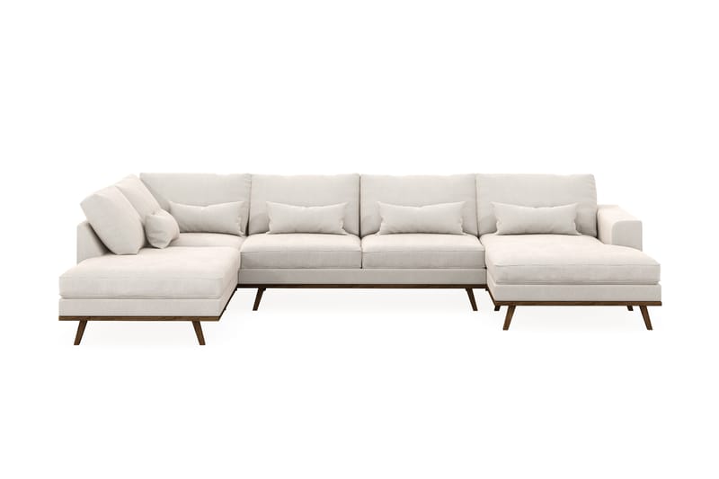 Copenhagen 5-personers Venstrevendt U-formet Sofa med Divan og Chaiselong i Fløjl - Cremehvid - Møbler - Sofaer - U Sofa