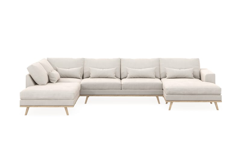 Copenhagen 5-personers Venstrevendt U-formet Sofa med Divan og Chaiselong i Fløjl - Cremehvid - Møbler - Sofaer - U Sofa