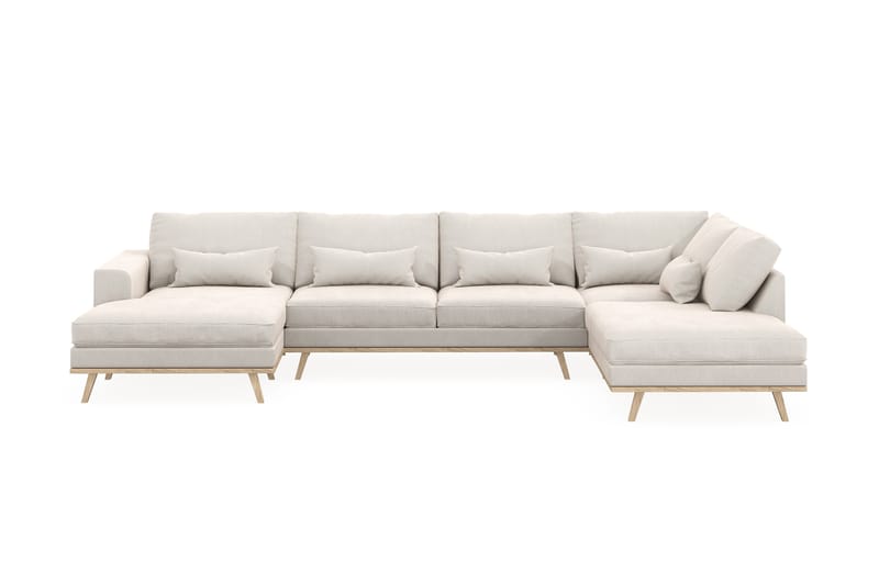 Copenhagen 5-personers Højrevendt U-formet Sofa med Divan og Chaiselong i Fløjl - Cremehvid - Møbler - Sofaer - U Sofa