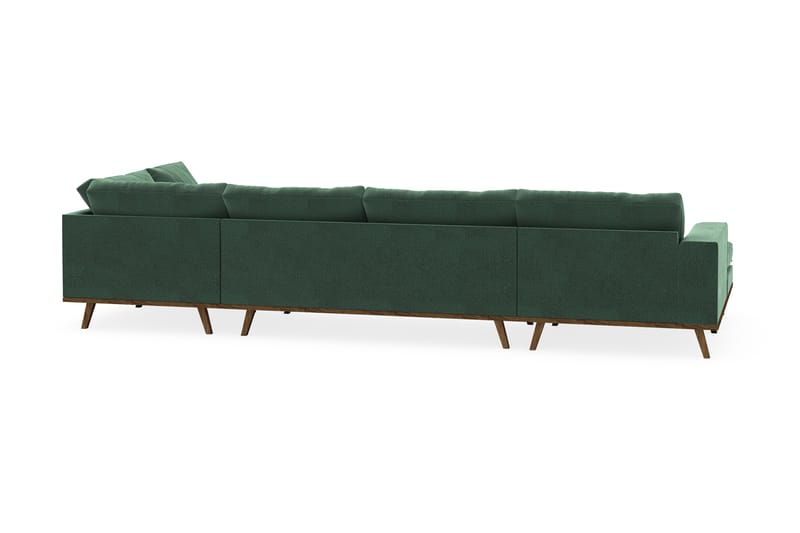 Copenhagen 5-personers Højrevendt U-formet Sofa med Divan og Chaiselong i Fløjl - Mørkegrøn - Møbler - Sofaer - U Sofa