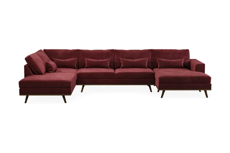 Copenhagen 5-personers Venstrevendt U-formet Sofa med Divan og Chaiselong i Fløjl - Lilla - Møbler - Sofaer - U Sofa