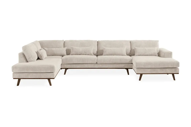 Copenhagen 5-personers Venstrevendt U-formet Sofa med Divan og Chaiselong i Manchester - Beige - Møbler - Sofaer - U Sofa