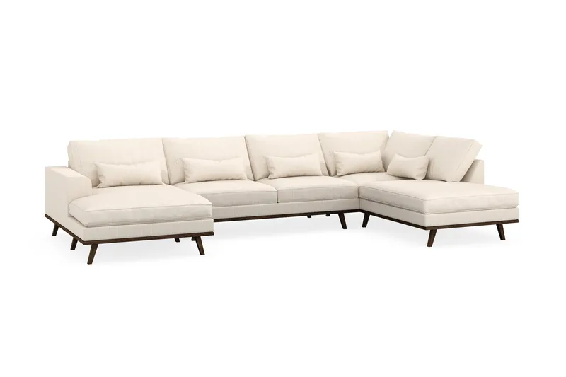 Copenhagen 5-personers Højrevendt U-formet Sofa med Divan og Chaiselong i Manchester - Beige - Møbler - Sofaer - U Sofa
