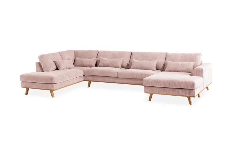 Copenhagen 5-personers Venstrevendt U-formet Sofa med Divan og Chaiselong i Manchester - Rosa - Møbler - Sofaer - U Sofa