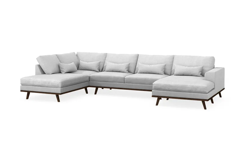 Copenhagen 5-personers Venstrevendt U-formet Sofa med Divan og Chaiselong i Stof - Lysegrå - Møbler - Sofaer - U Sofa