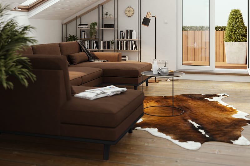 Copenhagen 5-personers Venstrevendt U-formet Sofa med Divan og Chaiselong i Stof - Brun - Møbler - Sofaer - U Sofa