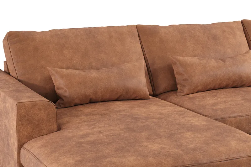Copenhagen 5-personers Højrevendt U-formet Sofa med Divan og Chaiselong i Kunstlæder - Brun - Møbler - Sofaer - U Sofa