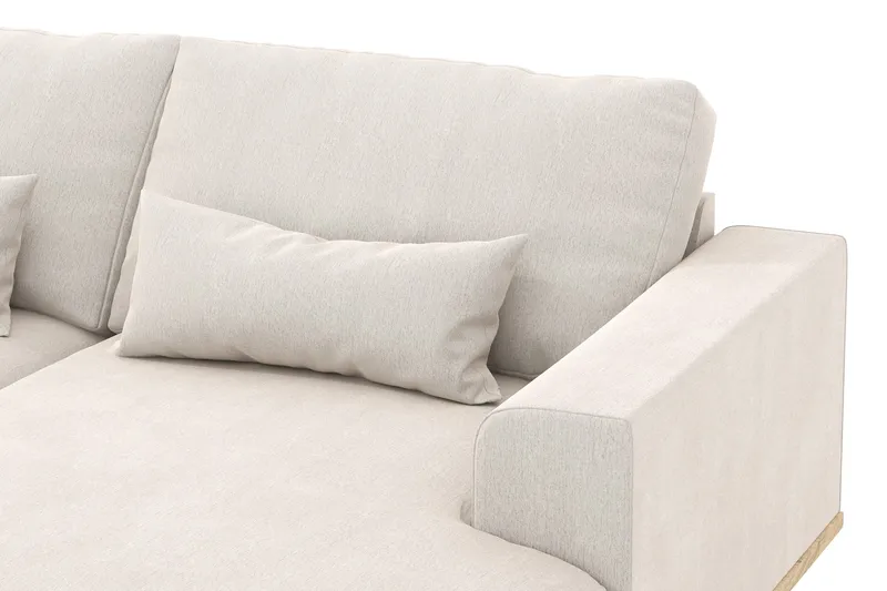 Copenhagen 5-personers Venstrevendt U-formet Sofa med Divan og Chaiselong i Fløjl - Cremehvid - Møbler - Sofaer - U Sofa