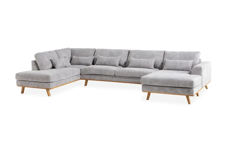 Copenhagen 5-personers Højrevendt U-formet Sofa med Divan og Chaiselong i Manchester - Lysegrå - Møbler - Sofaer - U Sofa