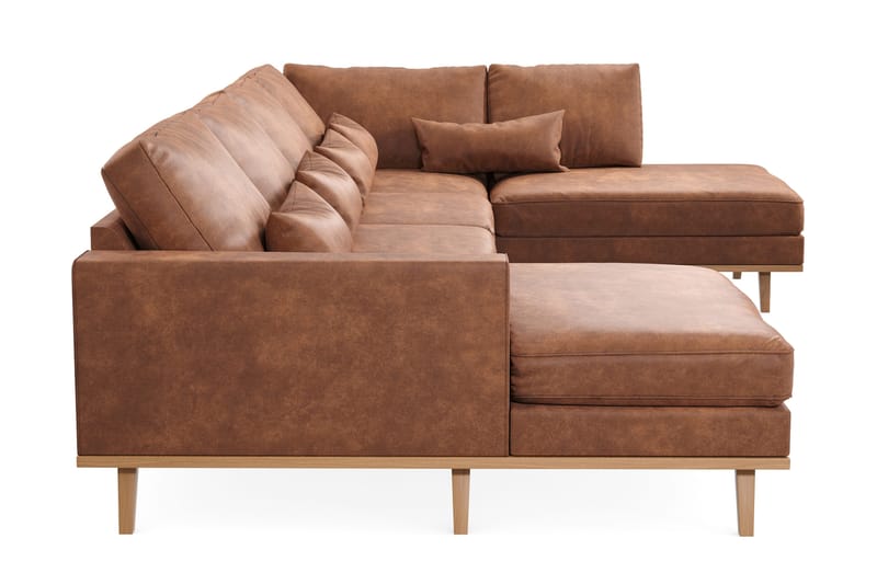 Copenhagen 5-personers Venstrevendt U-formet Large Sofa med Divan og Chaiselong i Kunstlæder - Brun - Møbler - Sofaer - U Sofa