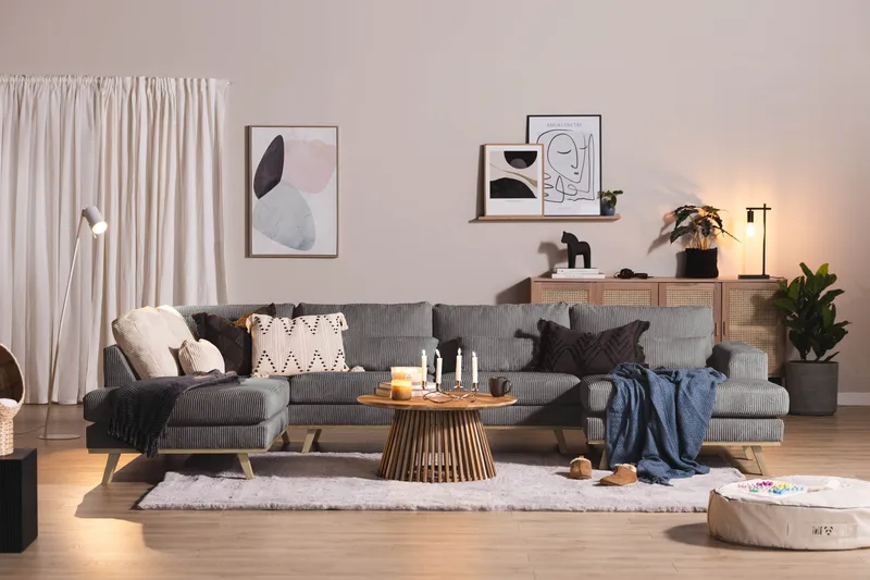 Copenhagen 5-personers Venstrevendt U-formet Sofa med Divan og Chaiselong i Manchester - Mørkegrå - Møbler - Sofaer - U Sofa