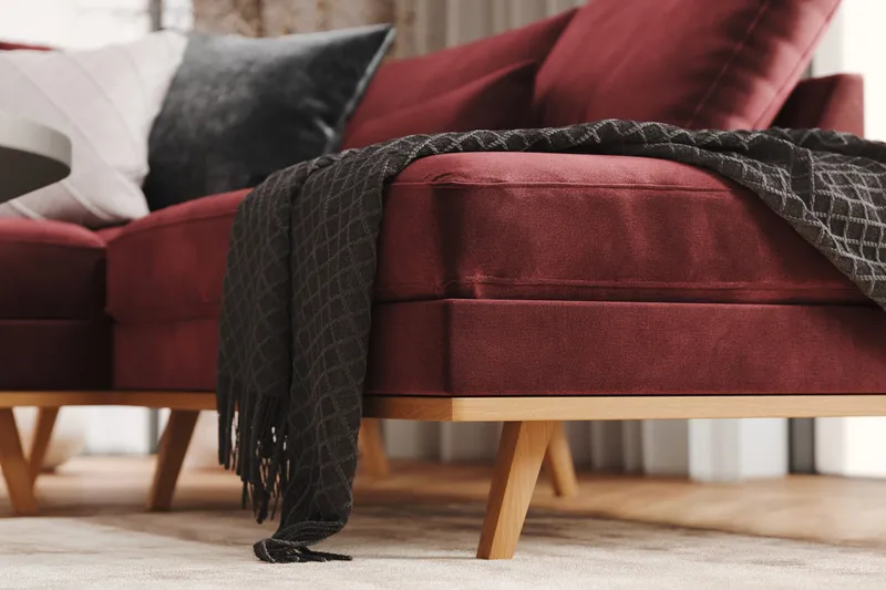 Copenhagen 5-personers Højrevendt U-formet Sofa med Divan og Chaiselong i Fløjl - Lilla - Møbler - Sofaer - U Sofa