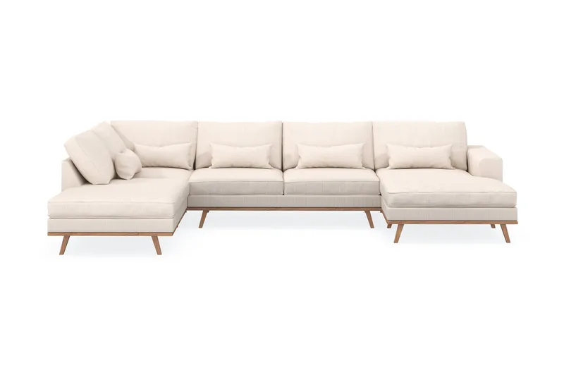 Copenhagen 5-personers Venstrevendt U-formet Sofa med Divan og Chaiselong i Manchester - Beige - Møbler - Sofaer - U Sofa