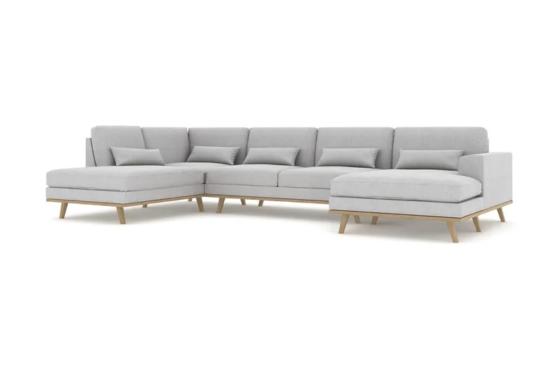 Copenhagen 5-personers Venstrevendt U-formet Sofa med Divan og Chaiselong i Stof - Grå - Møbler - Sofaer - U Sofa