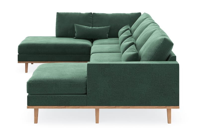 Copenhagen 5-personers Venstrevendt U-formet Sofa med Divan og Chaiselong i Fløjl - Mørkegrøn - Møbler - Sofaer - U Sofa