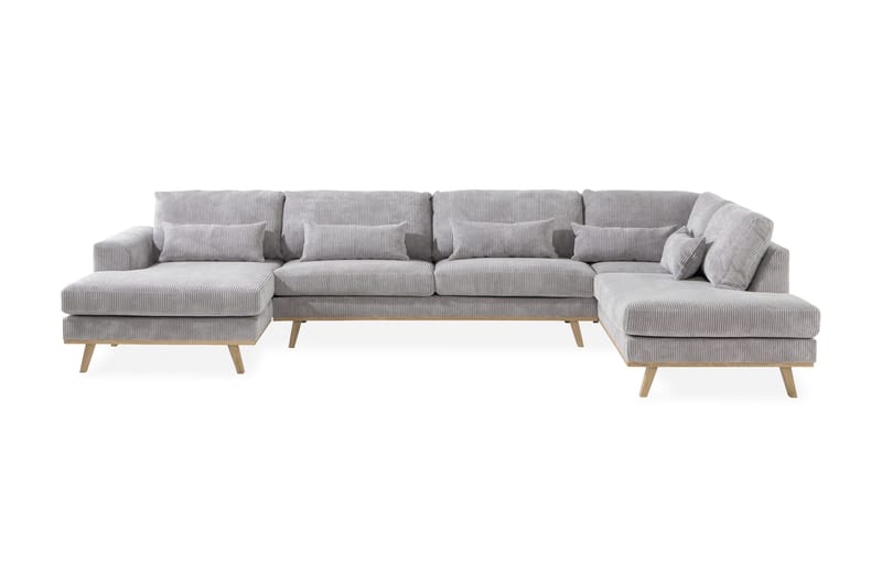 Copenhagen 5-personers Højrevendt U-formet Sofa med Divan og Chaiselong i Manchester - Lysegrå - Møbler - Sofaer - U Sofa