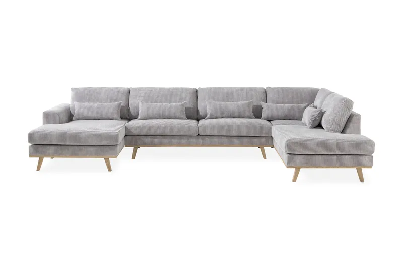 Copenhagen 5-personers Højrevendt U-formet Sofa med Divan og Chaiselong i Manchester - Lysegrå - Møbler - Sofaer - U Sofa