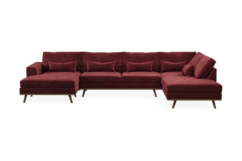Copenhagen 5-personers Højrevendt U-formet Sofa med Divan og Chaiselong i Fløjl - Lilla - Møbler - Sofaer - U Sofa