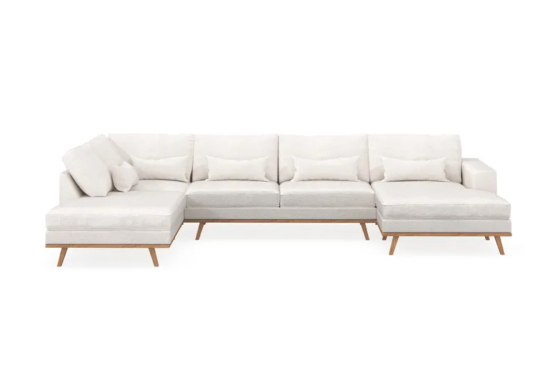 Copenhagen 5-personers Venstrevendt U-formet Sofa med Divan og Chaiselong i Bouclé - Hvid - Møbler - Sofaer - U Sofa