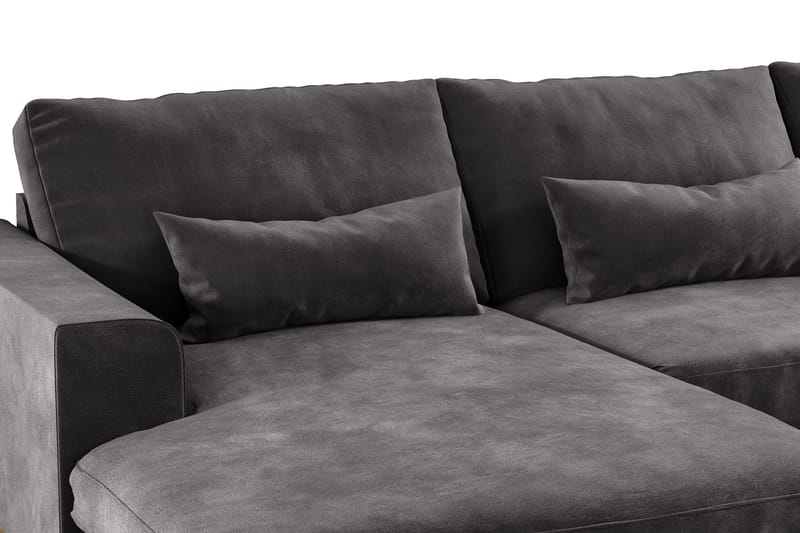 Copenhagen 5-personers Højrevendt U-formet Sofa med Divan og Chaiselong i Fløjl - Mørkegrå - Møbler - Sofaer - U Sofa